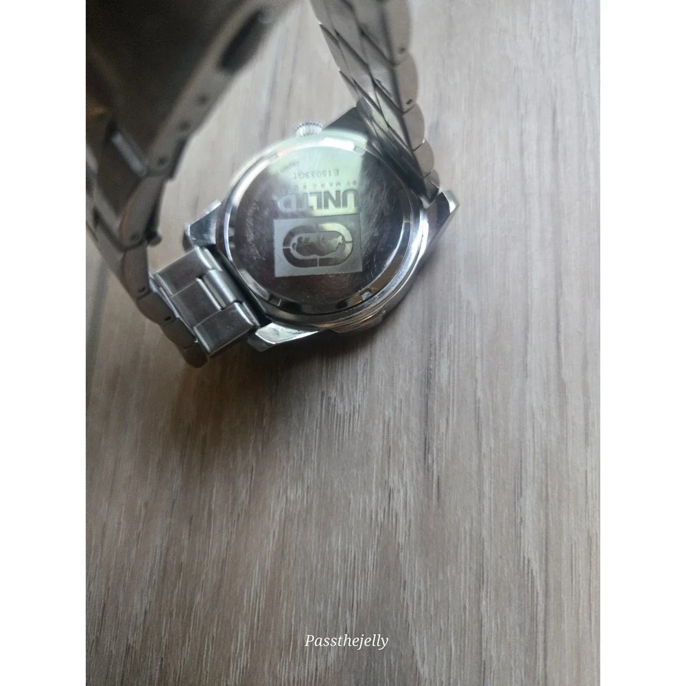 Ecko Unltd Watch Mens ET5039GI Black Textured Dial Stainless‎ Steel Quartz Y2K